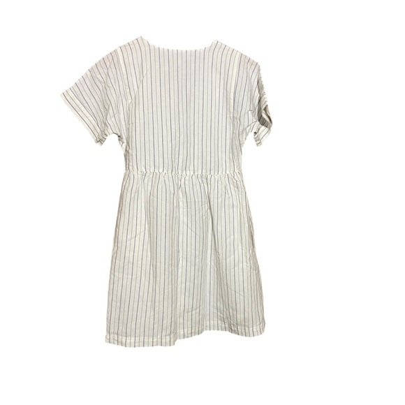 NWT MADEWELL Linen-Blend V-Neck Dolman-Sleeve Mini Dress Dusty Twilight XS - Picture 6 of 11